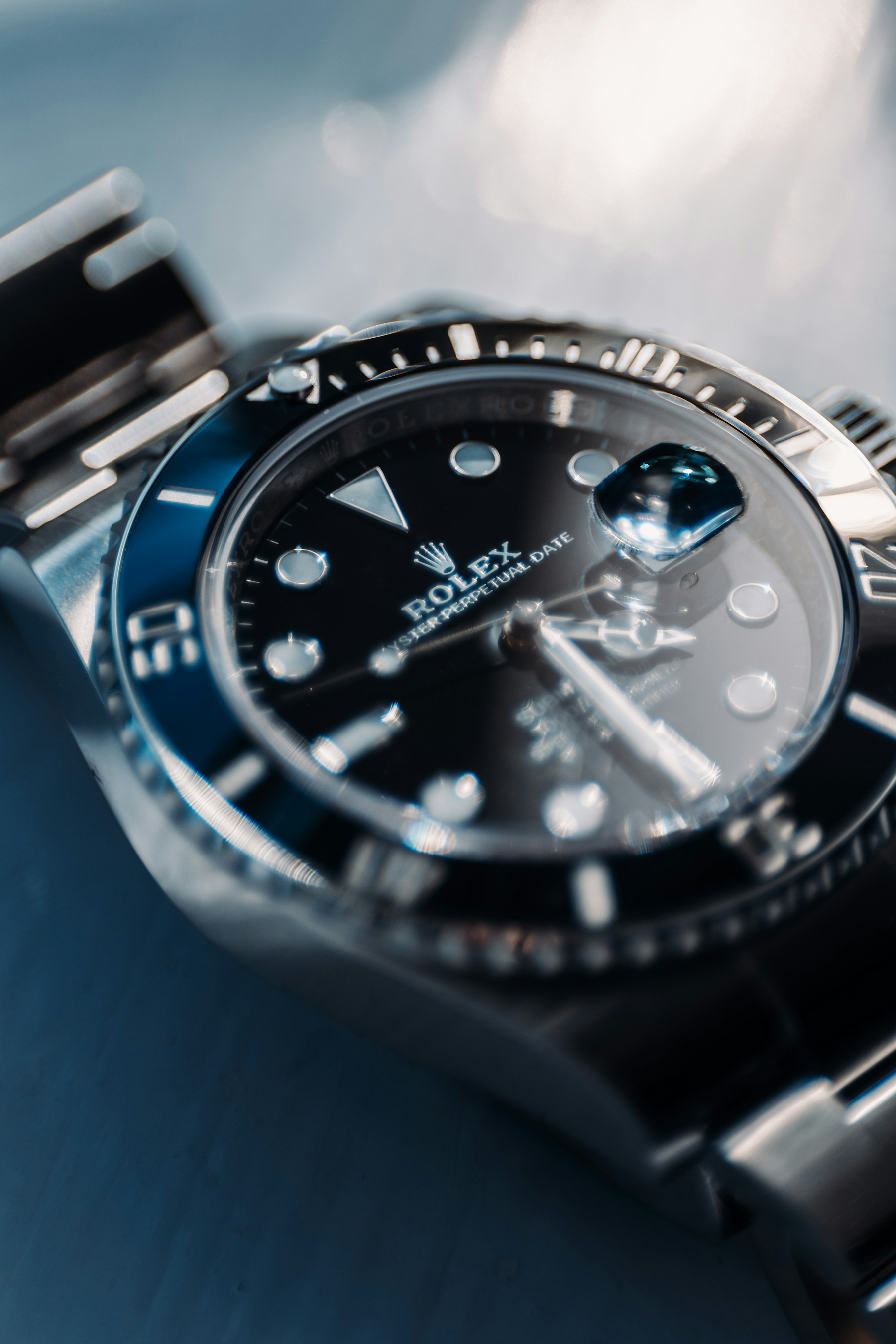 Close-up detail of a luxury watch dial